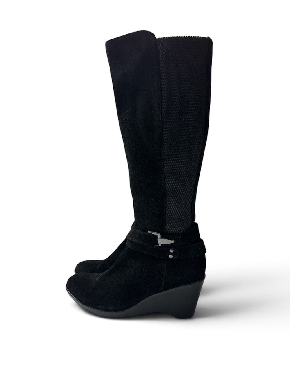 Blondo Tall Suede Leather Waterproof Wedge Textured Knee High Boots, size 7